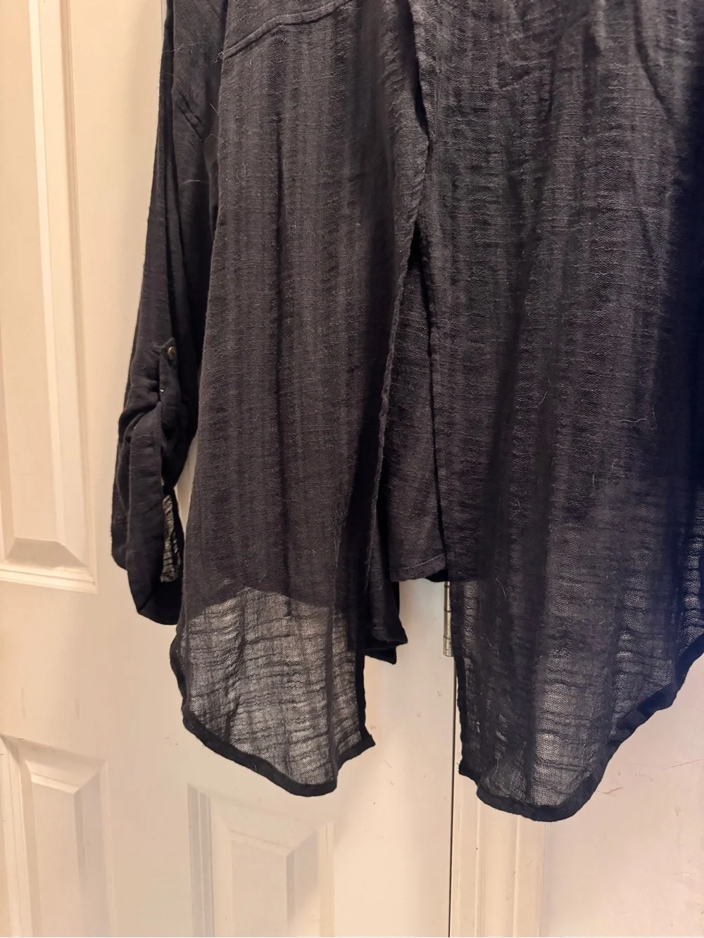 Free People Blue Gauzy 100% Cotton Button Up Shirt Back Slit SZ M